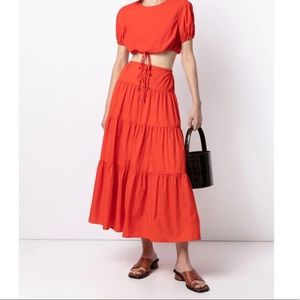 Staud Red Skirt & Top Set Sz